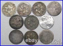 (10) 1851-1859 3 Cent Silver Nickels 3CS 3c 26760