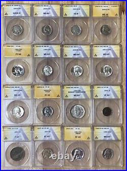 16 Coin Mixed Lot ANACS Quarters, Silver War Nickels, Proofs ETC. GNNE
