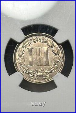 1865 3cn Nickel AU58 CAC NGC Die Clash PQ Type Set Coin Sticker