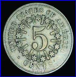 1866 Shield Nickel 5 Cents 5C RAYS CHOICE Civil War Era US Coin CC21385