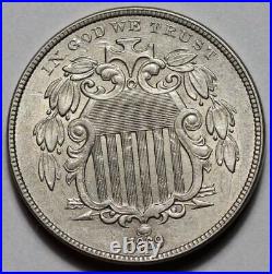 1869 Shield Nickel US 5c Coin L5