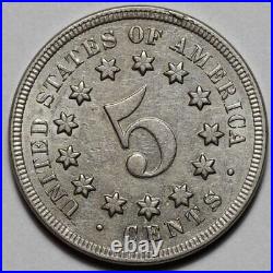 1869 Shield Nickel US 5c Coin L5