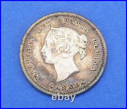 1880-H Victoria Silver Canadian 5 Five Cents Coin