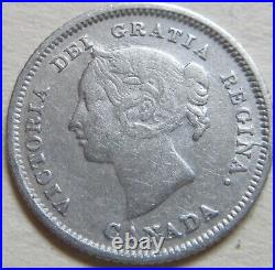 1881 Canada Silver Five Cents Coin. BETTER GRADE Silver Nickel 5 Cents (RJ857)