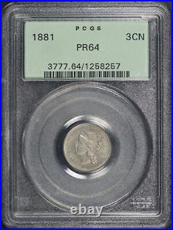 1881 Three Cent Nickel PCGS PR-64 Old Green Holder