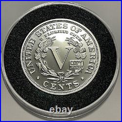1883 Five Cents V Nickel Proof Coin Copy 2 Troy Oz. 999 Fine Silver Round Medal