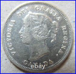 1887 Canada Silver Five Cents Coin EF NICE GRADE KEY DATE Nickel 5 cents 5c F827