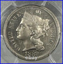 1889 Proof Three Cent Nickel Pcgs Pr64
