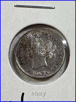 1898 Canada 5 Cents Small Silver Coin Low Mintage Cleaned