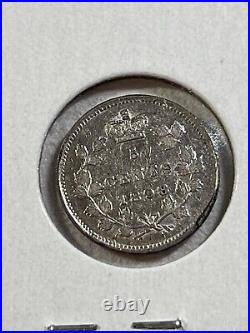 1898 Canada 5 Cents Small Silver Coin Low Mintage Cleaned