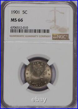 1901 Liberty Head V Nickel NGC MS66 Gem, Under-rated! Free shipping