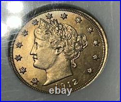 1912 Liberty V Nickel 5c High Grade Type Coin NGC Old Slab MS-62 Toned