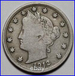 1912-S Liberty Head Nickel US Semi-Key 5c Coin L6