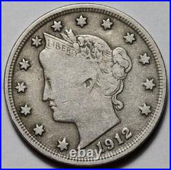 1912-S Liberty Head Nickel US Semi-Key 5c Coin L6