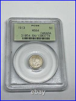 1913 Canada? Small 5 Cent Silver Coin PCGS MS64 RARE IN THIS GRADE