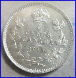 1916 Canada Silver Five Cents Coin. UNC ICCS MS 63 Nickel MS63 5 cents 5c