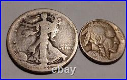 1921 50c Walking Liberty Silver Half Dollar 1921 NICKEL BUFFALO Circulated Coins