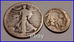 1921 50c Walking Liberty Silver Half Dollar 1921 NICKEL BUFFALO Circulated Coins