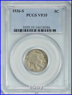 1926-S BUFFALO NICKEL PCGS VF35 Tough Date