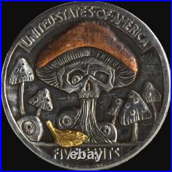 1928 Hand Engraved Hobo Coin (Mushroom Fall Vibes)