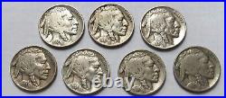 1931 S United States Buffalo Nickel 7 Coin Vg -f Lot