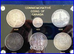 1935-1964 Commemorative Coins of Canada 5 Silver Dollars + 1951 Nickel E0921