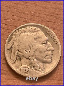 1936 F Buffalo Nickel 5 Cents No Mint Mark, Letter Errors (348)