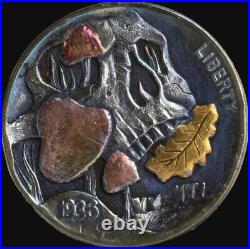 1936 Hand Engraved Hobo Coin (Mushroom Skull Fall Vibes)