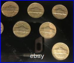 1942-1945 PDS Jefferson War Nickels 11 Silver Coins Capital Holder U Grade XF#1