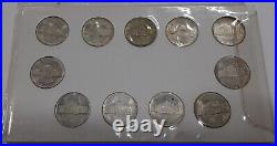 1942-1945 Silver War Nickel Set 11 Coins Total in Info Holder Mostly UNC