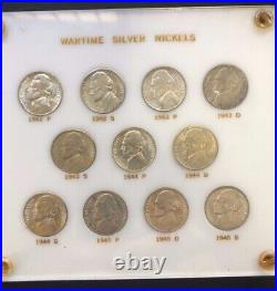 1942-1945 US Wartime Silver Nickel Uncirculated Set 11 Coins in Capitol Plastic