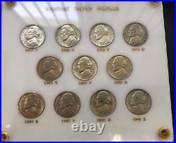 1942-1945 US Wartime Silver Nickel Uncirculated Set 11 Coins in Capitol Plastic