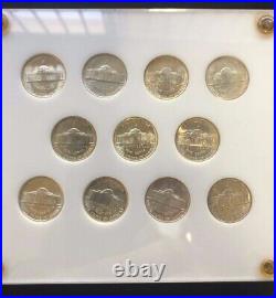 1942-1945 US Wartime Silver Nickel Uncirculated Set 11 Coins in Capitol Plastic