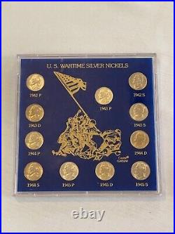 1942-1945 U. S. Wartime Silver Nickels, Littleton Coin Set, Acrylic A3.16