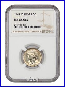 1942-P 5C NGC MS68 5FS (Silver)