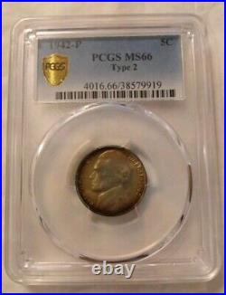 1942-P Jefferson 5c Nickel PCGS MS 66 Type 2 Toned