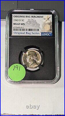 1943 D Jefferson Silver War Nickel NGC MS67 6FS Original Bag Fra 6 Steps #191