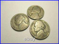 1943 Jefferson Wwii Silver War Time Nickels P Series Set Of 3 Errors #282