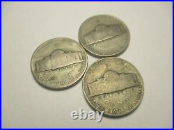 1943 Jefferson Wwii Silver War Time Nickels P Series Set Of 3 Errors #282