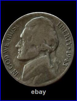 1943 S San Francisco Silver Jefferson War Nickel Rim Errors MAKE AN OFFER