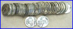 1944-P 5C Jefferson Silver War Nickel Roll AU/Uncirculated 40 Coins Stock Photo