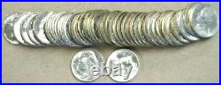 1945-D 5C Jefferson Silver War Nickel Roll AU/Uncirculated 40 Coins Stock Photo