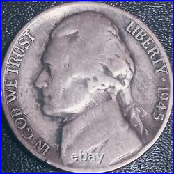 1945-P Jefferson Nickel Silver Type 2 Reverse, With Errors