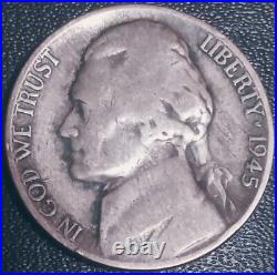 1945-P Jefferson Nickel Silver Type 2 Reverse, With Errors