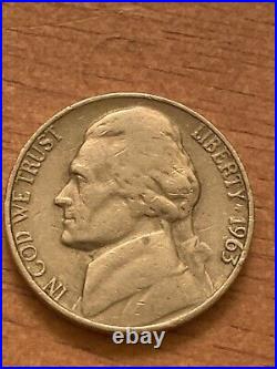 1963 Nickel No Mint Mark Jefferson Nickel (307)