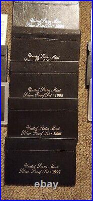 1992-1998 US Mint Silver Proof Sets 90% Silver OGP COA 7 Annual Sets (35 Coins)