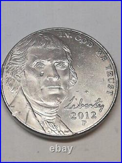 2012 P Jefferson Nickel Five Cent USD Error Coin Multiple Die Chips & Cracks