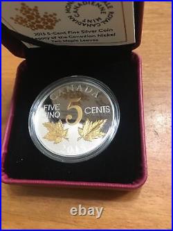 2015 5-Cent Two Maple Leaves Coin (legacy of the nickel, silver)