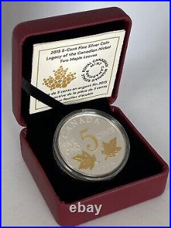 2015 5-cent Fine Silver Coin Legacy of Canadian Nickel Two Maple Leaves 135339