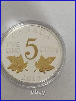 2015 5-cent Fine Silver Coin Legacy of Canadian Nickel Two Maple Leaves 135339